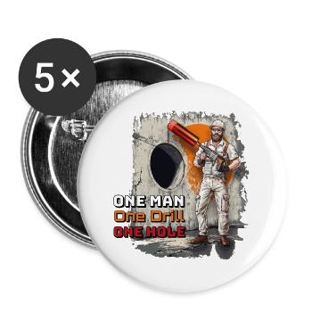 Meister der Bohrung - Buttons groß 56 mm (5er Pack) - Weiß - Vorne