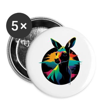 Kangaroo Portrait - Buttons large 2.2''/56 mm (5-pack) - white - Front