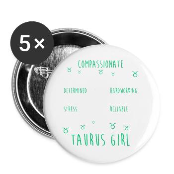 Zodiac sign Taurus - Buttons large 2.2''/56 mm (5-pack) - white - Front