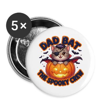 Papa Chauve-souris L’Équipage Effrayant - Lot de 5 grands badges (56 mm) - blanc - Devant