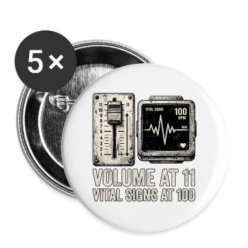 Heavy Metal Lebensretter Sanitäter - Buttons groß 56 mm (5er Pack) - Weiß - Vorne
