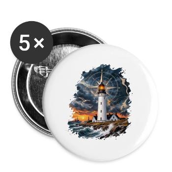 Leuchtturm - Buttons groß 56 mm (5er Pack) - Weiß - Vorne