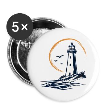 Hirtshals Leuchtturm – Dänische Küste - Buttons groß 56 mm (5er Pack) - Weiß - Vorne