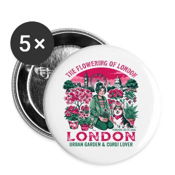 Pembroke The Flowering Of London Urban Garden - Buttons groß 56 mm (5er Pack) - Weiß - Vorne