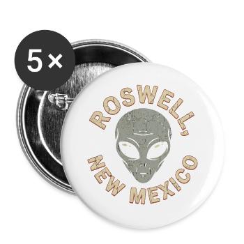 Roswell Alien Vintage Crest - Buttons large 2.2''/56 mm (5-pack) - white - Front