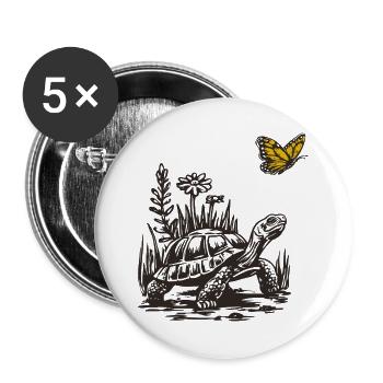 Turtle and butterfly - Buttons large 2.2''/56 mm (5-pack) - white - Front