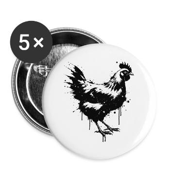 Hen Style Splatter Art Black - Buttons groß 56 mm (5er Pack) - Weiß - Vorne