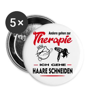 Frisör Frisörin Friseuse Haare schneiden Beruf - Buttons groß 56 mm (5er Pack) - Weiß - Vorne