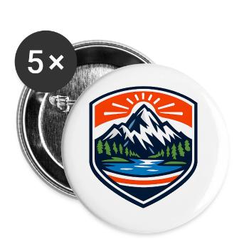 Bouclier du Lever du Soleil de la Montagne - Lot de 5 grands badges (56 mm) - blanc - Devant