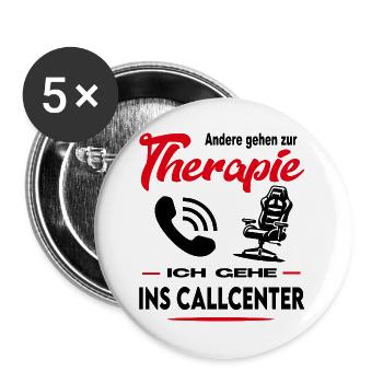 Callcenter Agent Telefon Beruf Arbeit Job - Buttons groß 56 mm (5er Pack) - Weiß - Vorne