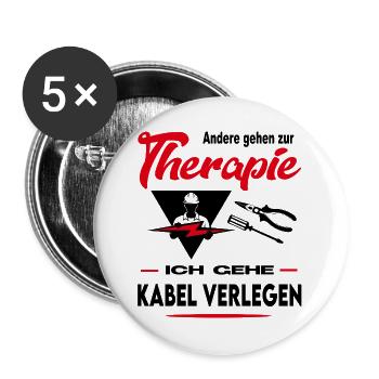 Elektriker Elektrikerin Starkstrom Beruf Arbeit - Buttons groß 56 mm (5er Pack) - Weiß - Vorne