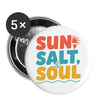 Sonne Salz & Seele - Buttons groß 56 mm (5er Pack) - Weiß - Vorne