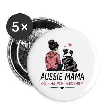 Aussie Mama: Beste Freunde fürs Leben - Buttons groß 56 mm (5er Pack) - Weiß - Vorne