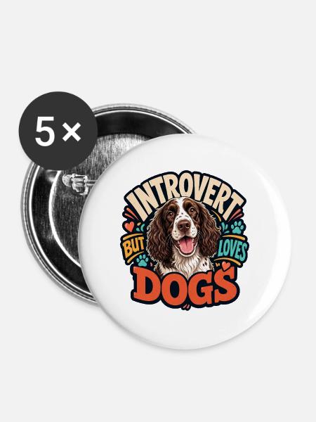 Englischer Springer-Spaniel - Buttons groß 56 mm (5er Pack) - Weiß