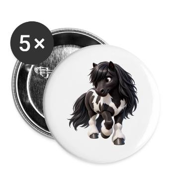 Niedliches isländisches Pferd - Buttons groß 56 mm (5er Pack) - Weiß - Vorne