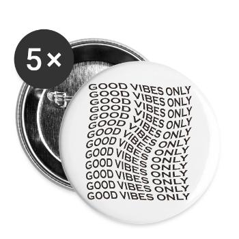Gute Vibes Nur Schriftzug Retro - Buttons groß 56 mm (5er Pack) - Weiß - Vorne