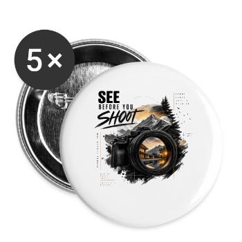 Berglandschaft durch die Kamera - Buttons groß 56 mm (5er Pack) - Weiß - Vorne