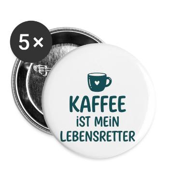 Kaffee ist mein Lebensretter - Buttons groß 56 mm (5er Pack) - Weiß - Vorne