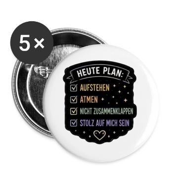 Heute Plan Selbstfürsorge Checkliste - Buttons groß 56 mm (5er Pack) - Weiß - Vorne