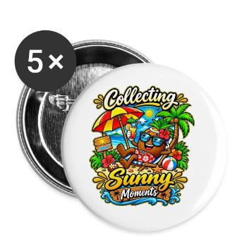Coole Kokosnuss - Buttons groß 56 mm (5er Pack) - Weiß - Vorne