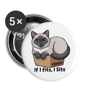 Fragiles Katzen-im-Box-Meme - Buttons groß 56 mm (5er Pack) - Weiß - Vorne