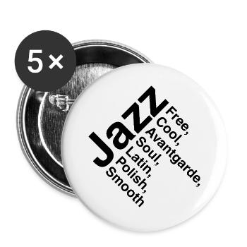Jazzmusikstile - Buttons groß 56 mm (5er Pack) - Weiß - Vorne