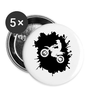 Motocross Klecks - Buttons groß 56 mm (5er Pack) - Weiß - Vorne