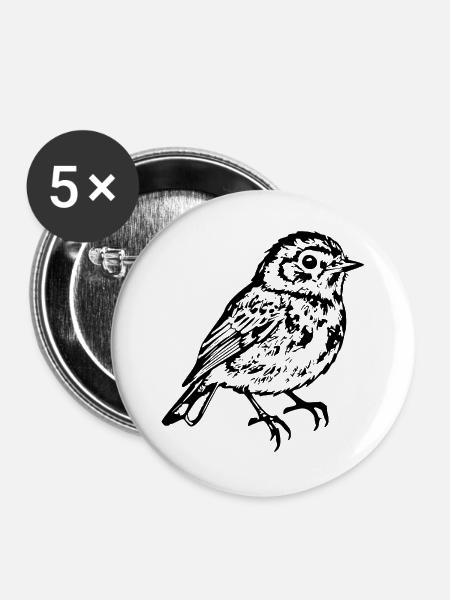 Vogel Vogelschutz Geschenk Geburtstag - Buttons groß 56 mm (5er Pack) - Weiß