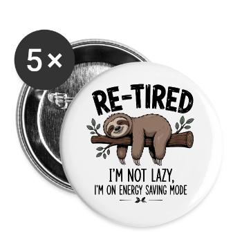 Fauler, humorvoller Energiesparmodus - Buttons groß 56 mm (5er Pack) - Weiß - Vorne