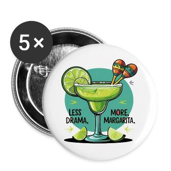 Less Drama More Margarita Spruch - Buttons groß 56 mm (5er Pack) - Weiß - Vorne