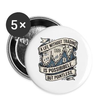 Trader Trading - Buttons groß 56 mm (5er Pack) - Weiß - Vorne