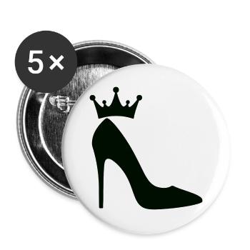 High Heels mit Krone – Elegante Queen Silhouette - Buttons groß 56 mm (5er Pack) - Weiß - Vorne