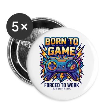 Geboren für das Spiel - Buttons groß 56 mm (5er Pack) - Weiß - Vorne