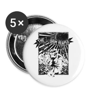The Grim Reaper – Skizzen Art Totenkopf Motiv - Buttons groß 56 mm (5er Pack) - Weiß - Vorne