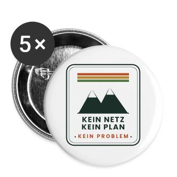Kein Netz. Kein Plan. Kein Problem. - Buttons groß 56 mm (5er Pack) - Weiß - Vorne