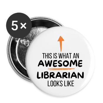 Lustiges Bibliothekar-Geschenk für die Schulbibliothek - Buttons groß 56 mm (5er Pack) - Weiß - Vorne