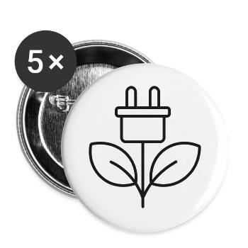 Umweltfreundliches Steckerleitungs-Symbol - Buttons groß 56 mm (5er Pack) - Weiß - Vorne