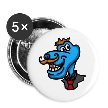 Blauer eleganter Hund im Samtanzug - Buttons groß 56 mm (5er Pack) - Weiß - Vorne