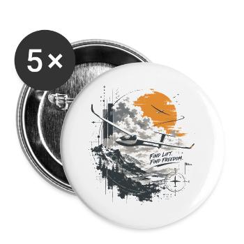 Segelflug - Buttons groß 56 mm (5er Pack) - Weiß - Vorne