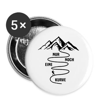 wanderer wandern - nur noch eine kurve  - Buttons groß 56 mm (5er Pack) - Weiß - Vorne