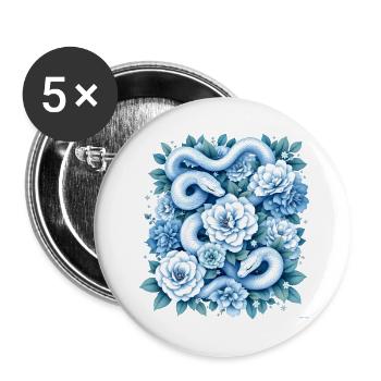 Hellblaues Snakes Rosenbeet-Design. - Buttons groß 56 mm (5er Pack) - Weiß - Vorne