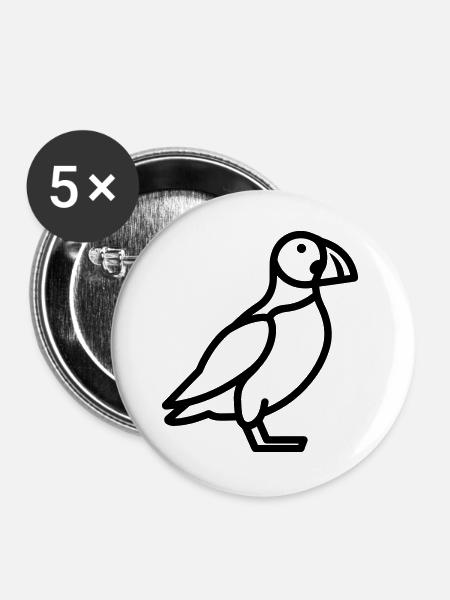 Papageitaucher-Seevogel - Buttons groß 56 mm (5er Pack) - Weiß