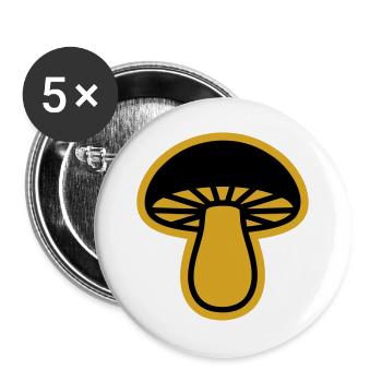 Gelber Pilz Silhouette - Buttons groß 56 mm (5er Pack) - Weiß - Vorne