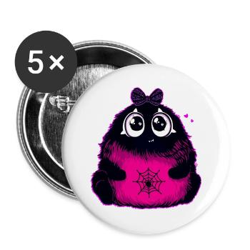Kawaii Flauschmonster mit Netzbauch - Buttons groß 56 mm (5er Pack) - Weiß - Vorne