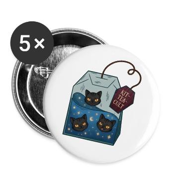 Katzentee Kult Box - Buttons groß 56 mm (5er Pack) - Weiß - Vorne