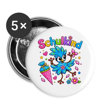 Käthe Knospe - fröhliches Schulkind - Buttons groß 56 mm (5er Pack) - Weiß - Vorne