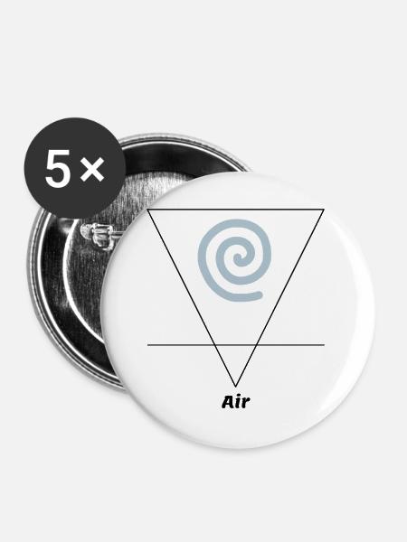 Luft Element Symbol Alchemie Wicca - Buttons groß 56 mm (5er Pack) - Weiß