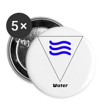 Wasser Element Symbol Alchemie Wicca - Buttons groß 56 mm (5er Pack) - Weiß - Vorne