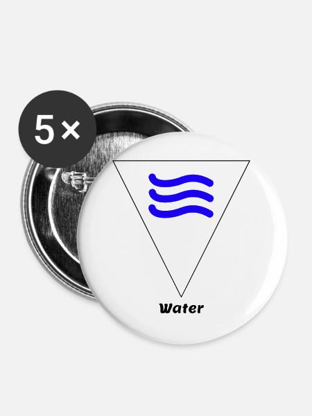 Wasser Element Symbol Alchemie Wicca - Buttons groß 56 mm (5er Pack) - Weiß