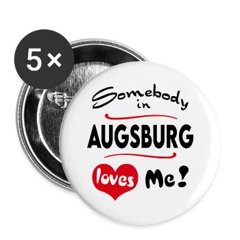 Augsburg Stadt Urban T-Shirt City Heimatliebe Town - Buttons groß 56 mm (5er Pack) - Weiß - Vorne